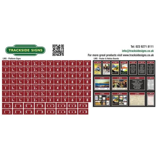 LMS - Platform Numbers and Posterboards - Maroon - OO Gauge