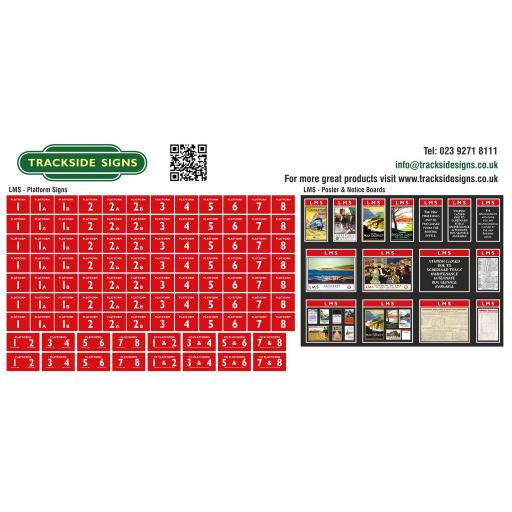 LMS - Platform Numbers and Posterboards - Red - OO Gauge