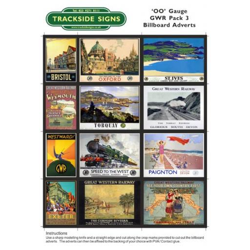 GWR Billboard Sheets Pack 3 - 'OO' Gauge