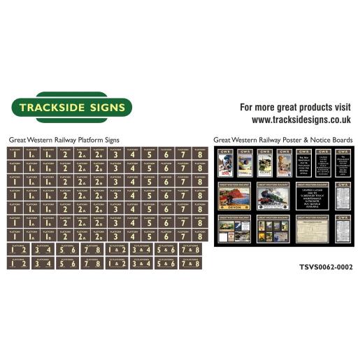 GWR - Platform Numbers and Posterboards - Brown and Cream - N Gauge