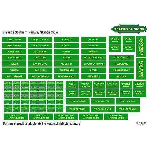 Southern Railway Green and Cream - General Station Signs - O Gauge