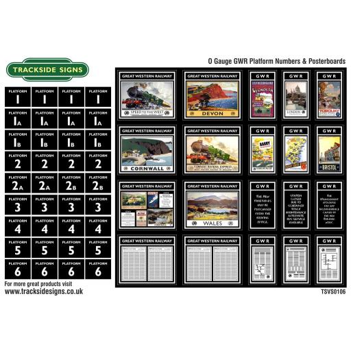 GWR - Platform Numbers and Posterboards - Black - O Gauge