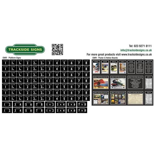 GWR Platform Numbers and Posterboards - Black - OO Gauge