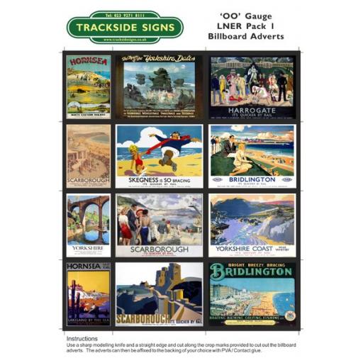 LNER Billboard Sheets Pack 1 - OO Gauge