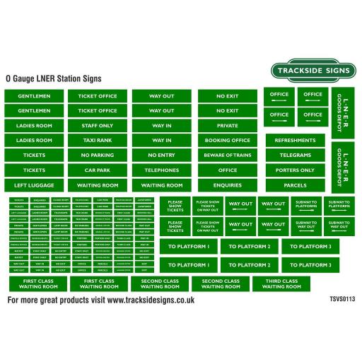 LNER Green and White - General Station Signs - O Gauge