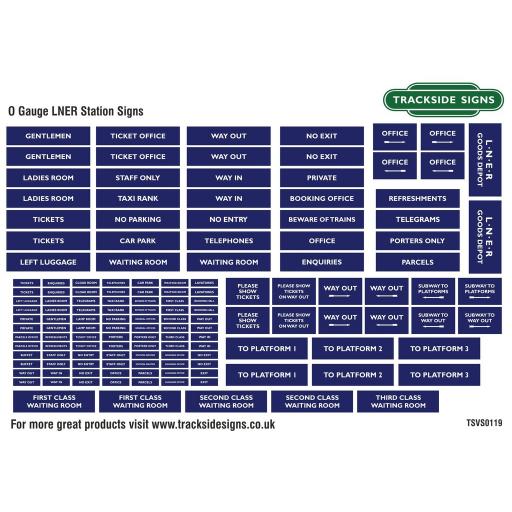 LNER Blue - General Station Signs - O Gauge