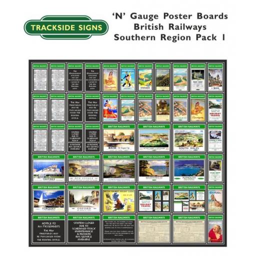 Die Cut British Railways Southern Region Poster Boards - N Gauge