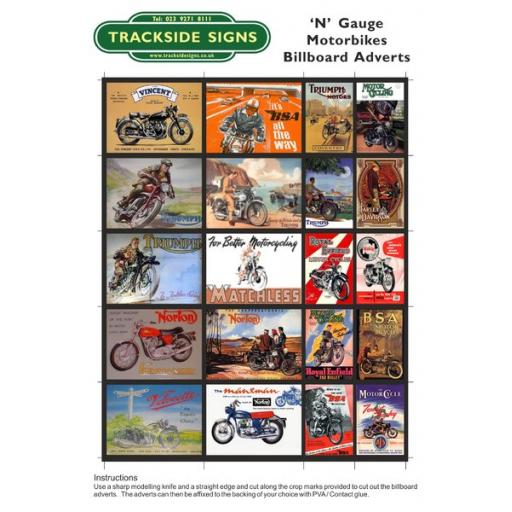 Motorbike - Billboard Sheets - N Gauge