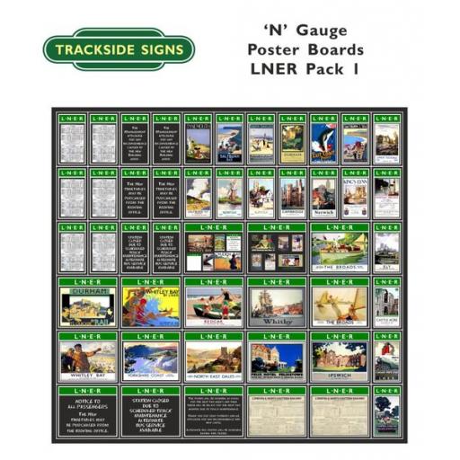 Die Cut LNER Poster Boards (Green) Pack 1 - N Gauge