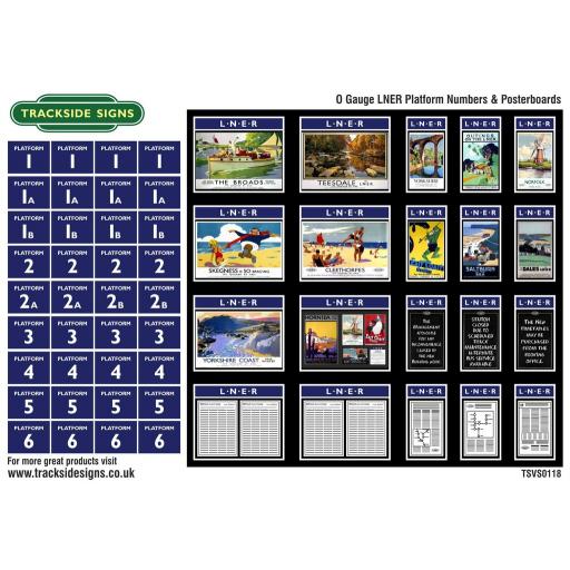 LNER - Platform Numbers and Posterboards - Blue - O Gauge