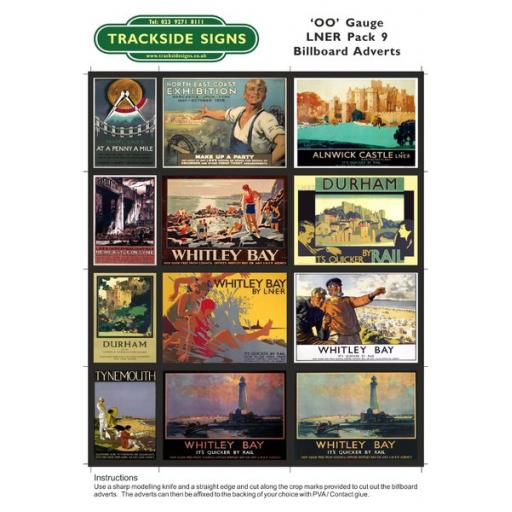 LNER Billboard Sheets Pack 9 - 'OO' Gauge