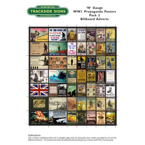 WW1 Propaganda Billboard Sheets Pack 2 - 'N' gauge - 2mm