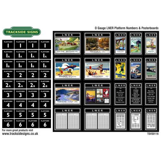 LNER - Platform Numbers and Posterboards - Black - O Gauge