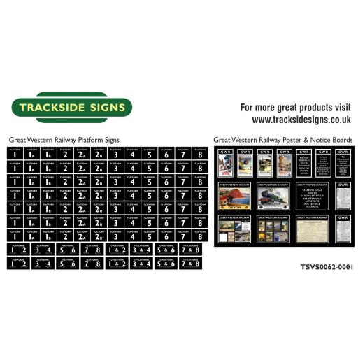 GWR - Platform Numbers and Posterboards - Black - N Gauge