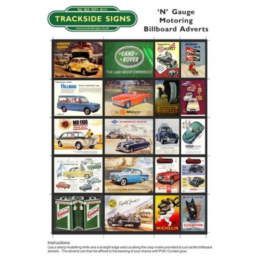 Motoring Billboard Sheets - N Gauge