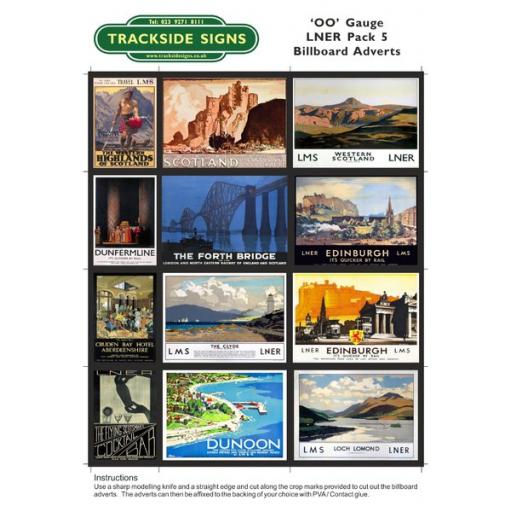 LNER Billboard Sheets Pack 5 - 'OO' Gauge