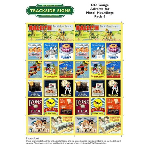 OO Gauge (4mm) - Adverts for Metal Hoardings - Pack 6