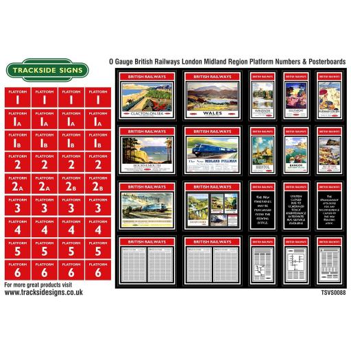 British Railways London Midland Region Platform Numbers and Posterboards - O Gauge