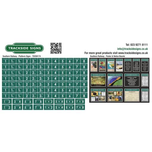 Southern Railway - Platform Numbers and Posterboards - Dark Green - OO Gauge