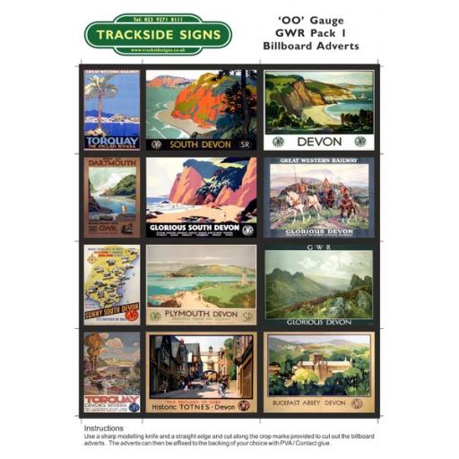 GWR Billboard Sheets Pack 1 - 'OO' Gauge