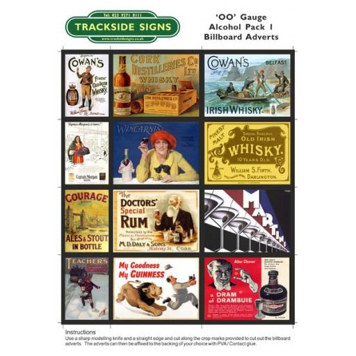 Alcohol Billboard Sheets Pack 1 - 'OO' Gauge