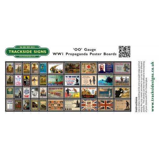 WW1 Propaganda Station Poster Board Sheets - 'OO' Gauge