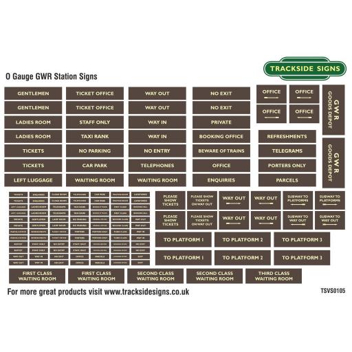 GWR Brown and Cream - General Station Signs Only - O Gauge