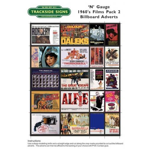 1960's Films - Billboard Sheets - Pack 2 - 'N' Gauge