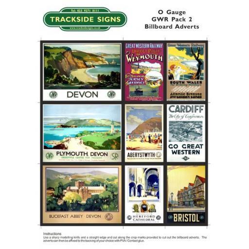 GWR Billboard Sheet- Pack 2 - O Gauge