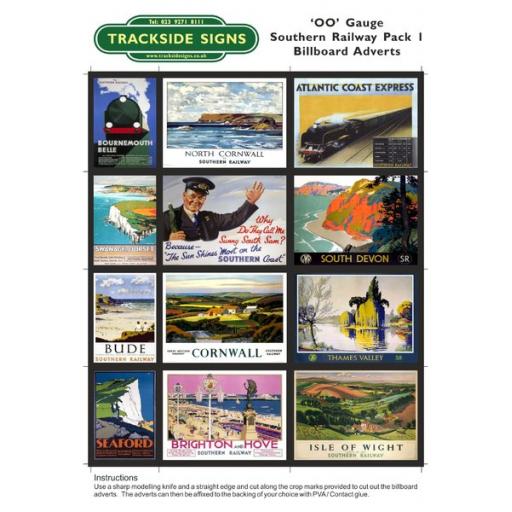 Southern Railway Billboard Sheets Pack 1 - OO Gauge