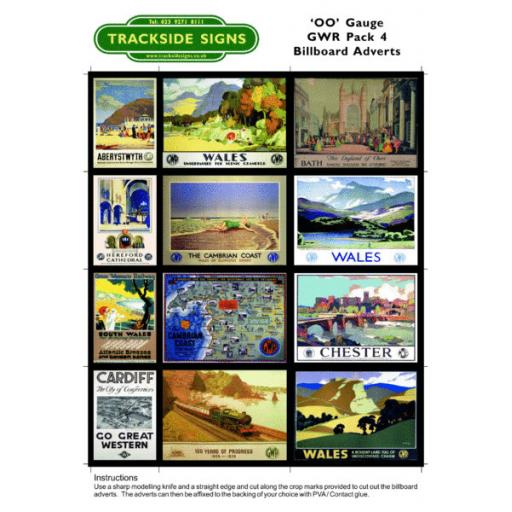 GWR Billboard Sheets Pack 4 - 'OO' Gauge