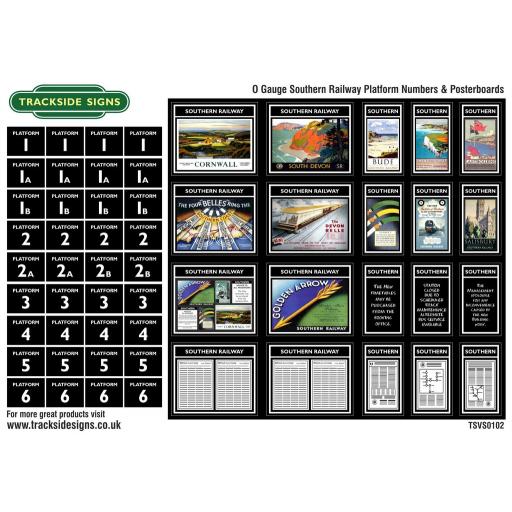 Southern Railway - Platform Numbers and Posterboards - Black - O Gauge