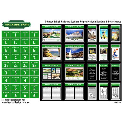 British Railways Southern Region Platform Numbers and Posterboards - O Gauge