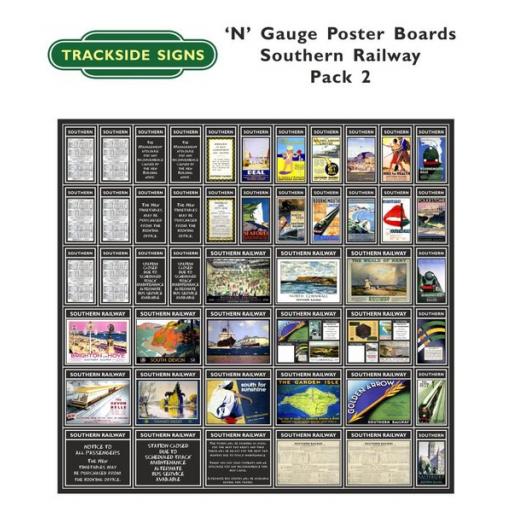 Die Cut Southern Railway Poster Boards (Black) Pack 2 - N Gauge