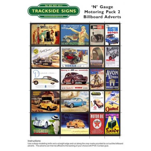 Motoring - Billboard Sheets - Pack 2 - N Gauge