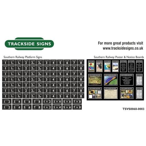 Southern Railway - Platform Numbers and Posterboards - Black - N Gauge