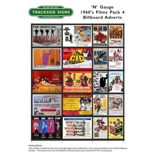 1960's Films - Billboard Sheets - Pack 4 - 'N' Gauge