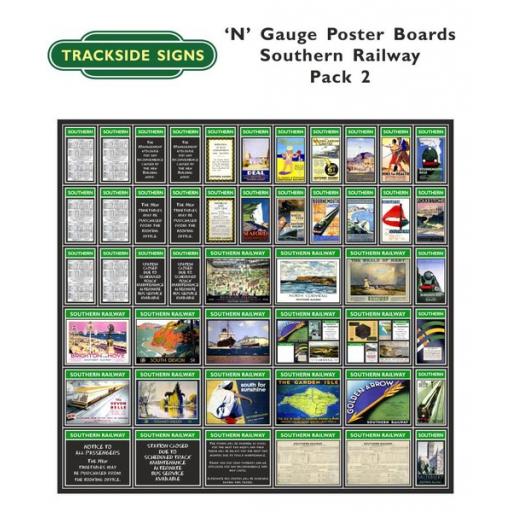 Die Cut Southern Railway Poster Boards (Green) Pack 2 - N Gauge