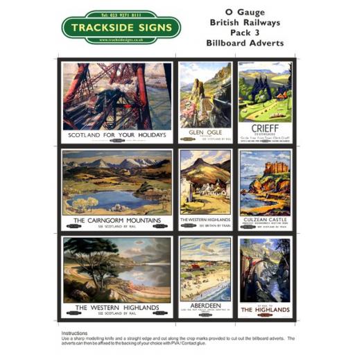 British Railways Billboard Sheet- Pack 3 - O Gauge