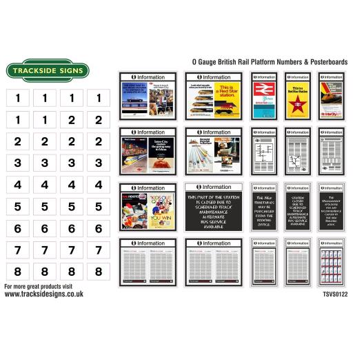 British Rail Platform Numbers and Posterboards - O Gauge