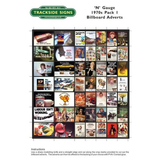 1970's Adverts - Billboard Sheet Pack 1 - N Gauge