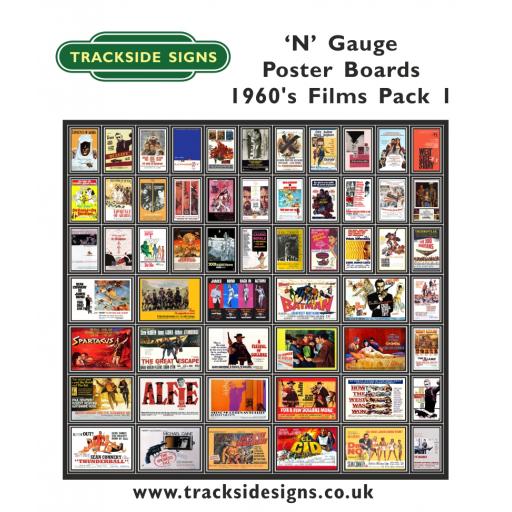 Die Cut 1960's Films Poster Boards - N Gauge