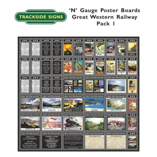 Die Cut GWR Poster Boards (Black) Pack 1 - N Gauge