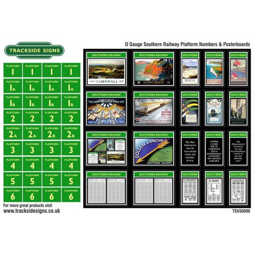 Southern Railway - Platform Numbers and Posterboards - Green and Cream - O Gauge