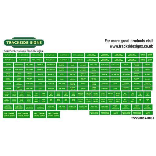 Southern Railway (Green and Cream) General Station Signs - N Gauge