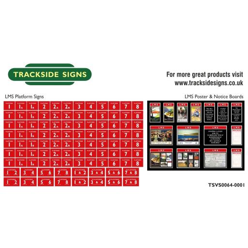 LMS - Platform Numbers and Posterboards - Red - N Gauge