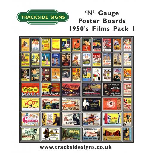 Die Cut 1950's Films Poster Boards - N Gauge