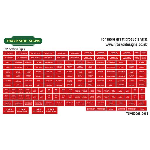 LMS (Red) General Station Signs - N Gauge