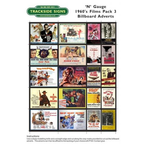 1960's Films - Billboard Sheets - Pack 3 - 'N' Gauge