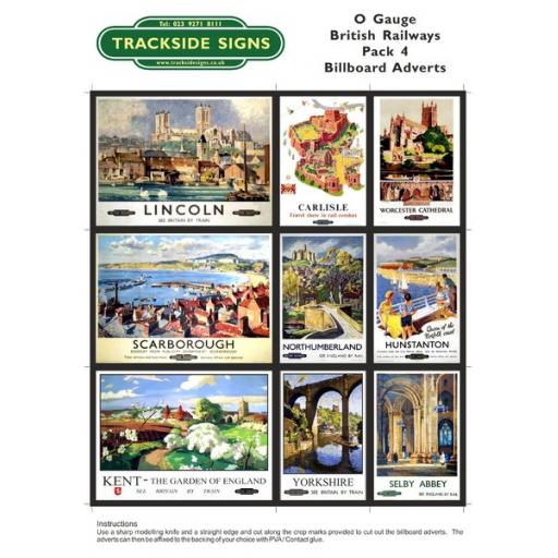 British Railways Billboard Sheet- Pack 4 - O Gauge